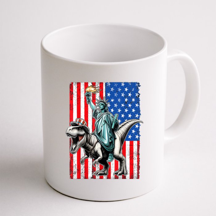 Dino Statue Of Liberty 4th Of July American Flag Coffee Mug