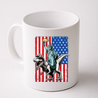 Dino Statue Of Liberty 4th Of July American Flag Coffee Mug