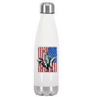 Dino Statue Of Liberty 4th Of July American Flag Stainless Steel Insulated Water Bottle