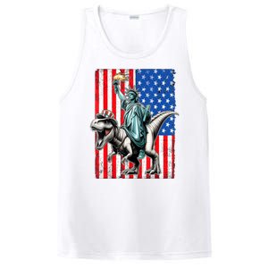 Dino Statue Of Liberty 4th Of July American Flag PosiCharge Competitor Tank