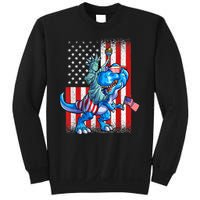 Dino Statue Of Liberty 4th Of July American Flag Sweatshirt