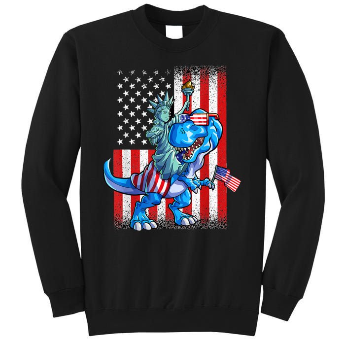 Dino Statue Of Liberty 4th Of July American Flag Sweatshirt