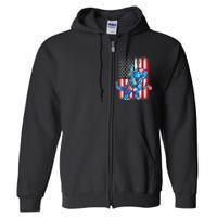 Dino Statue Of Liberty 4th Of July American Flag Full Zip Hoodie