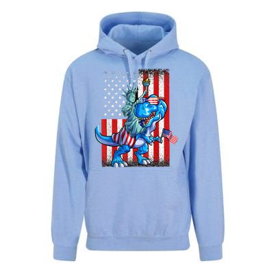 Dino Statue Of Liberty 4th Of July American Flag Unisex Surf Hoodie