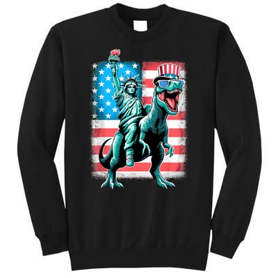 Dino Statue Of Liberty 4th Of July American Flag Sweatshirt