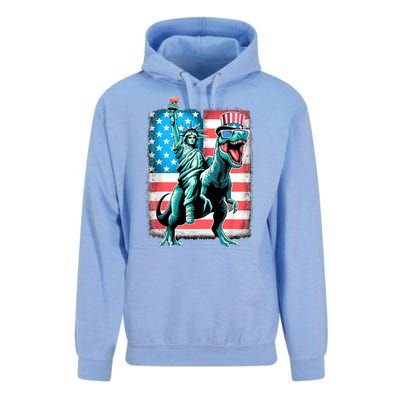 Dino Statue Of Liberty 4th Of July American Flag Unisex Surf Hoodie