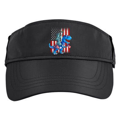 Dino Statue Of Liberty 4th Of July Boy American Flag Adult Drive Performance Visor