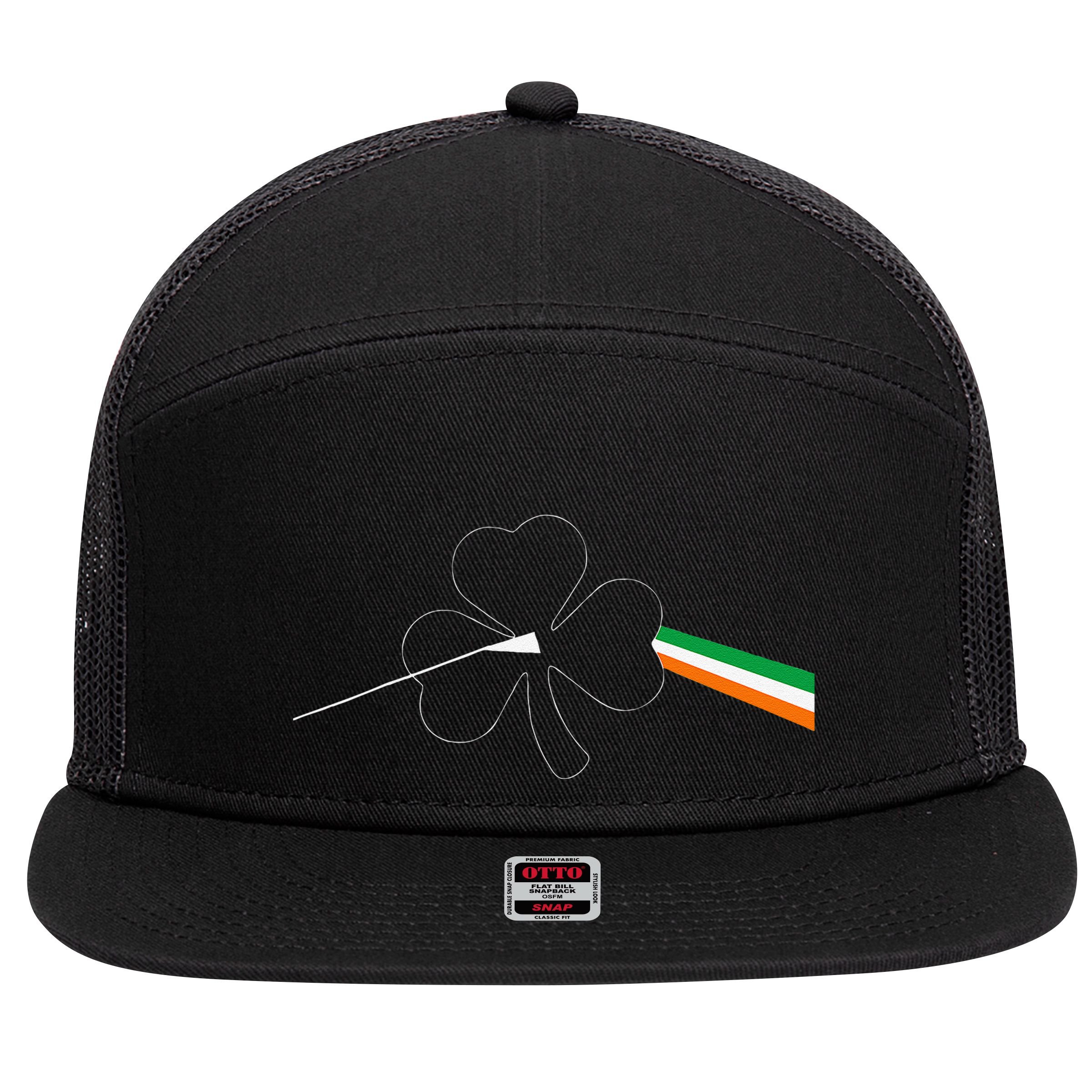 Dark Side Of The Shamrock Funny Saint Patrick's Day 7 Panel Mesh Trucker Snapback Hat