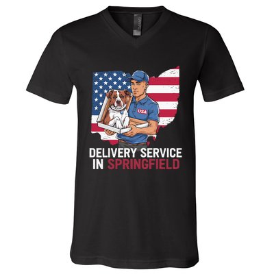 Delivery Service Oh Debate Trump Harris Eating The Dogs V-Neck T-Shirt