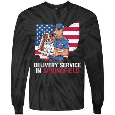 Delivery Service Oh Debate Trump Harris Eating The Dogs Tie-Dye Long Sleeve Shirt