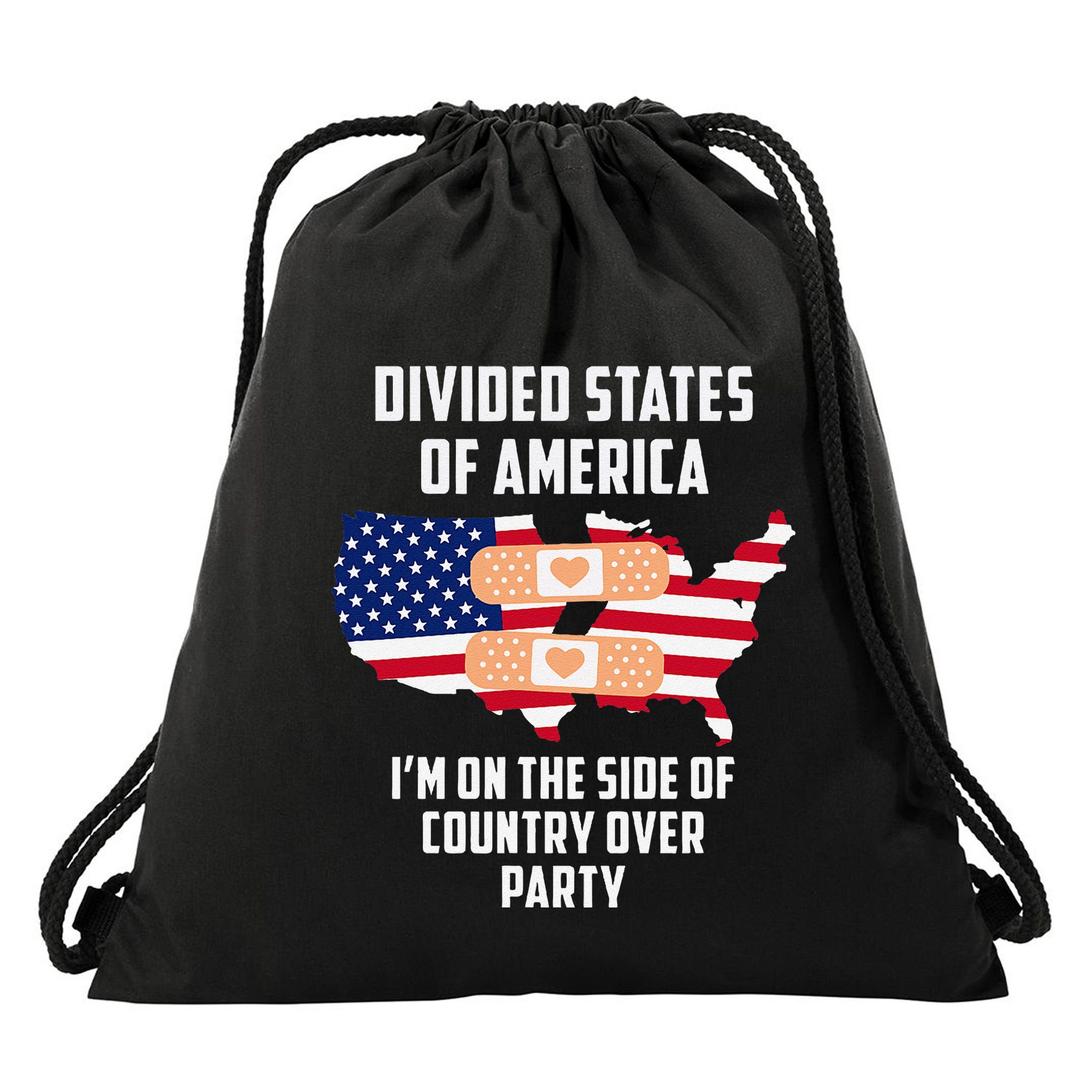 Divided States Of America Patriotic Love Country Over Party Drawstring Bag