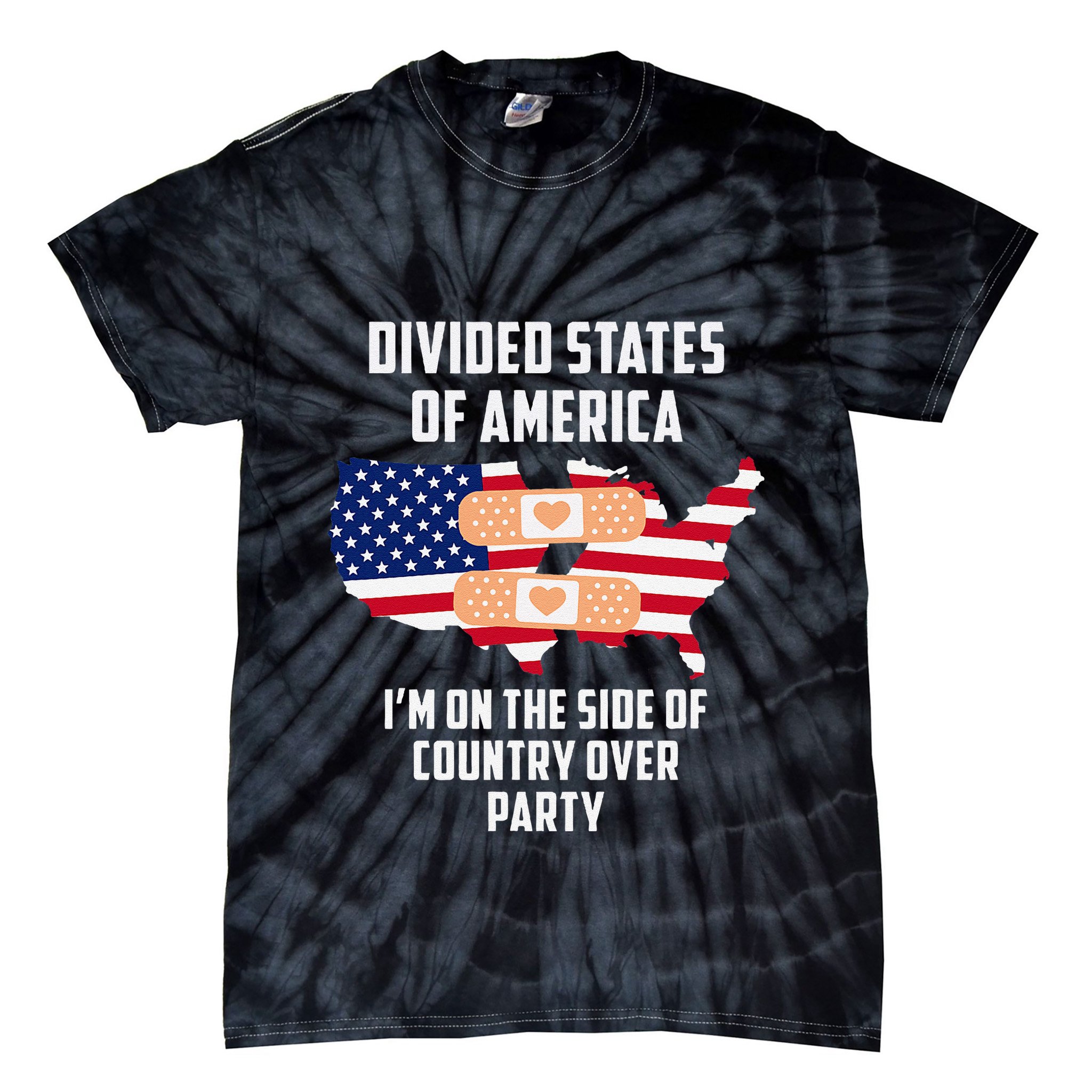 Divided States Of America Patriotic Love Country Over Party Tie-Dye T-Shirt