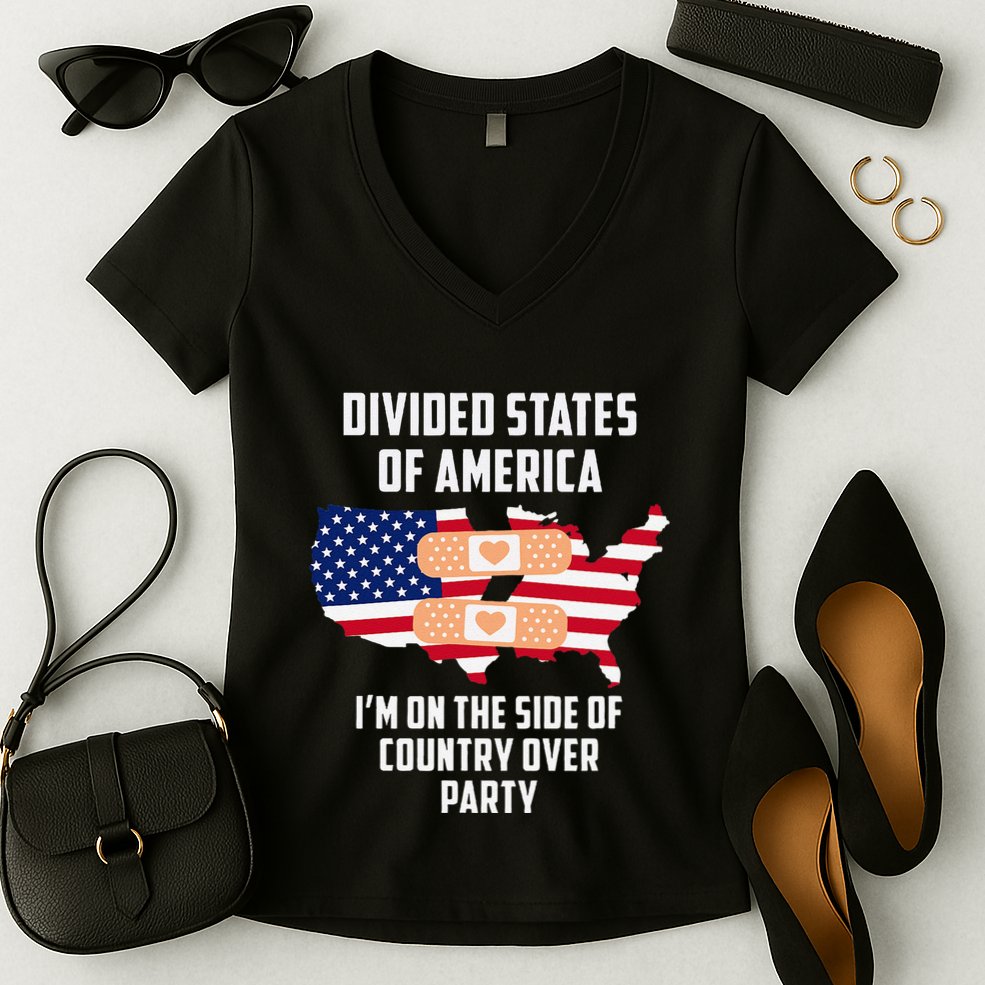 Divided States Of America Patriotic Love Country Over Party Women's V-Neck T-Shirt
