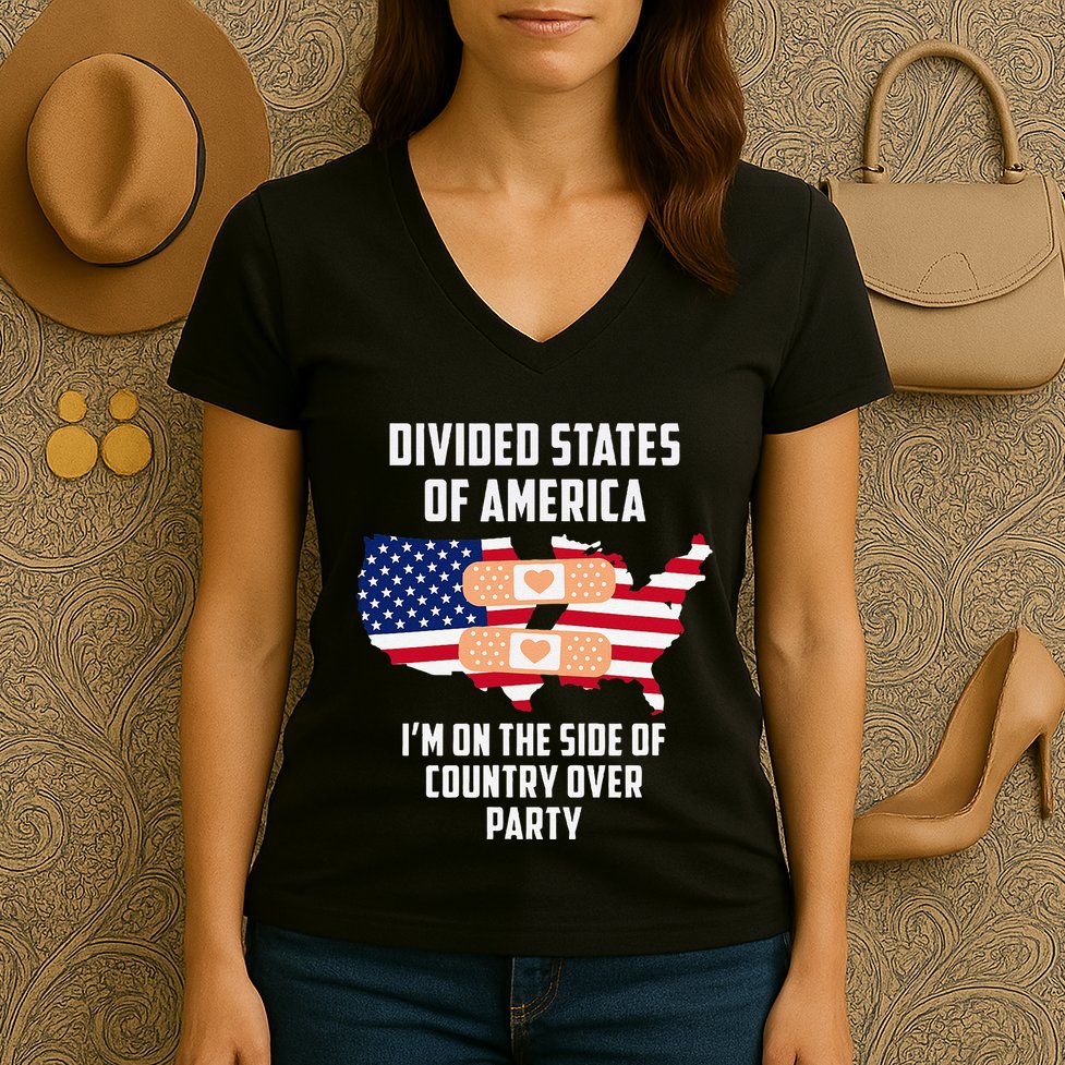 Divided States Of America Patriotic Love Country Over Party Women's V-Neck T-Shirt