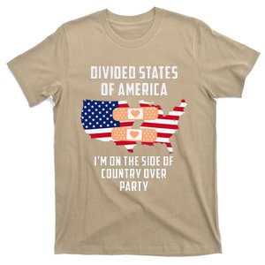 Divided States Of America Patriotic Love Country Over Party T-Shirt