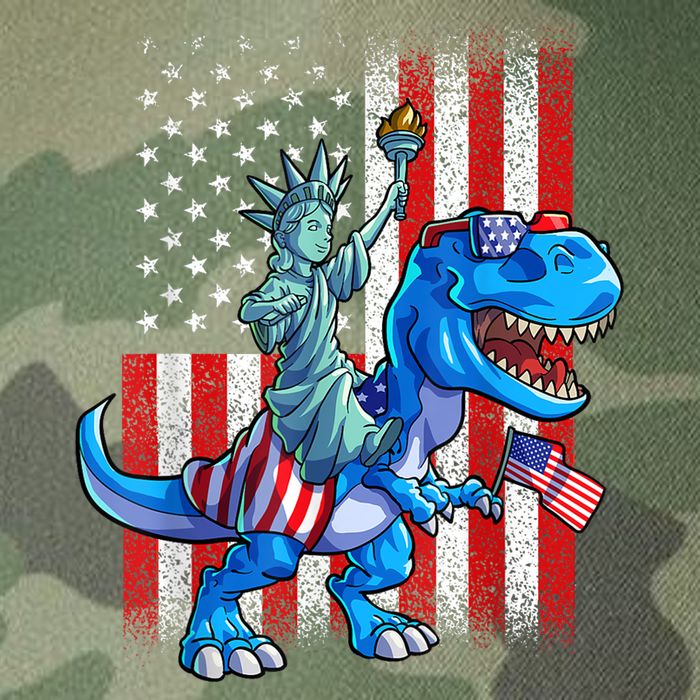 Dino Statue Of Liberty 4th Of July American Flag Patriotic 4th Of July Apparel B Legacy Tie Dye Trucker Hat