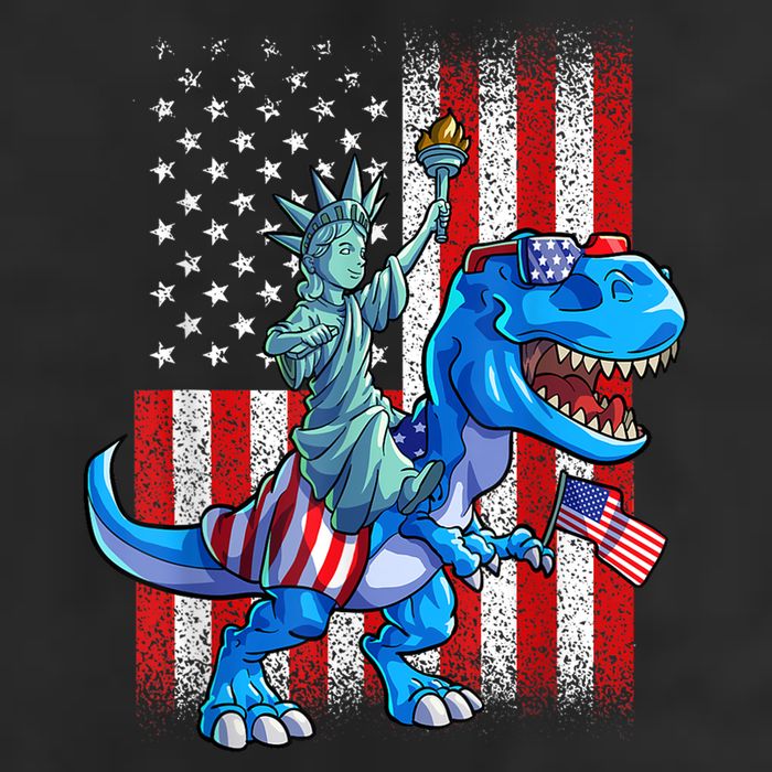 Dino Statue Of Liberty 4th Of July American Flag Patriotic 4th Of July Apparel B Cool Comfort Performance Bucket Hat