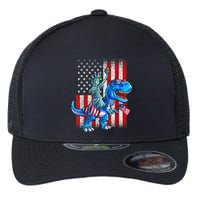 Dino Statue Of Liberty 4th Of July American Flag Patriotic 4th Of July Apparel B Flexfit Unipanel Trucker Cap
