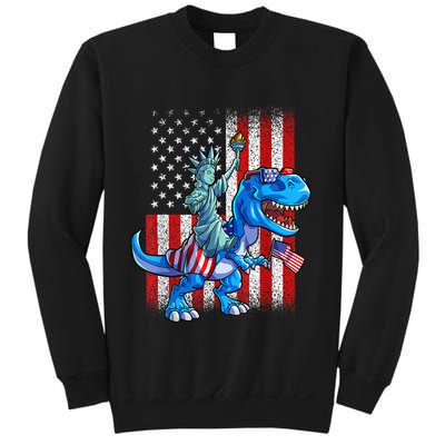 Dino Statue Of Liberty 4th Of July American Flag Patriotic 4th Of July Apparel B Sweatshirt