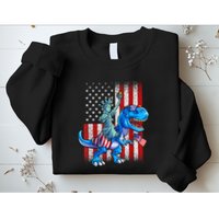Dino Statue Of Liberty 4th Of July American Flag Patriotic 4th Of July Apparel B Sweatshirt