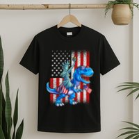 Dino Statue Of Liberty 4th Of July American Flag Patriotic 4th Of July Apparel B T-Shirt