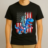 Dino Statue Of Liberty 4th Of July American Flag Patriotic 4th Of July Apparel B T-Shirt