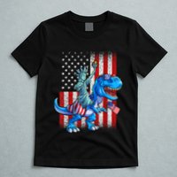 Dino Statue Of Liberty 4th Of July American Flag Patriotic 4th Of July Apparel B T-Shirt