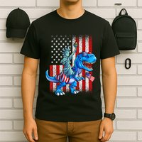 Dino Statue Of Liberty 4th Of July American Flag Patriotic 4th Of July Apparel B T-Shirt