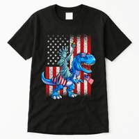 Dino Statue Of Liberty 4th Of July American Flag Patriotic 4th Of July Apparel B Tall T-Shirt