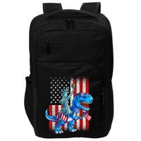 Dino Statue Of Liberty 4th Of July American Flag Patriotic 4th Of July Apparel B Impact Tech Backpack
