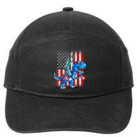 Dino Statue Of Liberty 4th Of July American Flag Patriotic 4th Of July Apparel B 7-Panel Snapback Hat