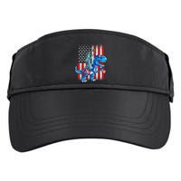 Dino Statue Of Liberty 4th Of July American Flag Patriotic 4th Of July Apparel B Adult Drive Performance Visor