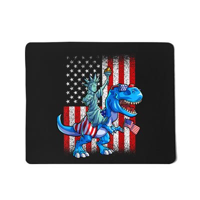 Dino Statue Of Liberty 4th Of July American Flag Patriotic 4th Of July Apparel B Mousepad
