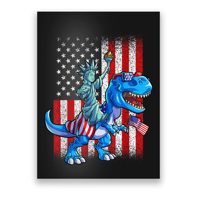 Dino Statue Of Liberty 4th Of July American Flag Patriotic 4th Of July Apparel B Poster