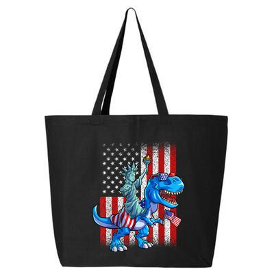 Dino Statue Of Liberty 4th Of July American Flag Patriotic 4th Of July Apparel B 25L Jumbo Tote