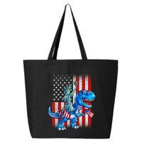 Dino Statue Of Liberty 4th Of July American Flag Patriotic 4th Of July Apparel B 25L Jumbo Tote