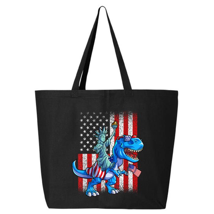 Dino Statue Of Liberty 4th Of July American Flag Patriotic 4th Of July Apparel B 25L Jumbo Tote