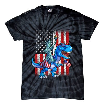 Dino Statue Of Liberty 4th Of July American Flag Patriotic 4th Of July Apparel B Tie-Dye T-Shirt