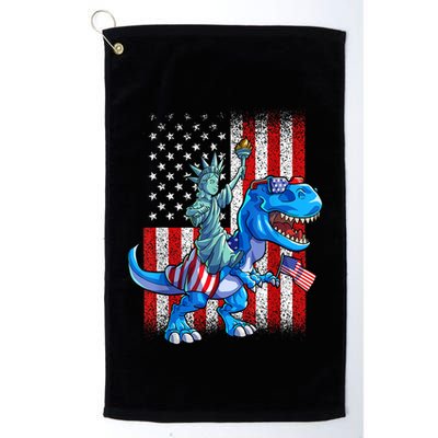Dino Statue Of Liberty 4th Of July American Flag Patriotic 4th Of July Apparel B Golf Towel