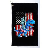 Dino Statue Of Liberty 4th Of July American Flag Patriotic 4th Of July Apparel B Golf Towel