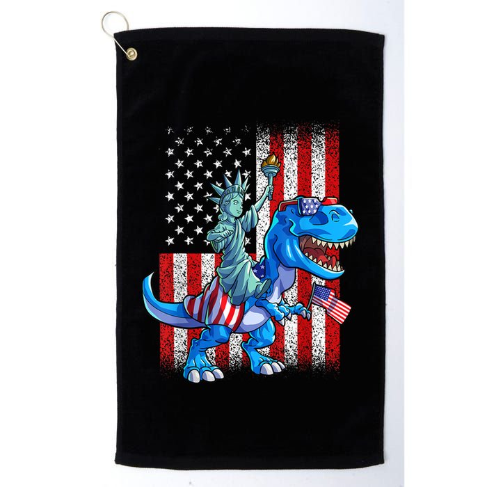 Dino Statue Of Liberty 4th Of July American Flag Patriotic 4th Of July Apparel B Golf Towel