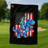 Dino Statue Of Liberty 4th Of July American Flag Patriotic 4th Of July Apparel B Golf Towel