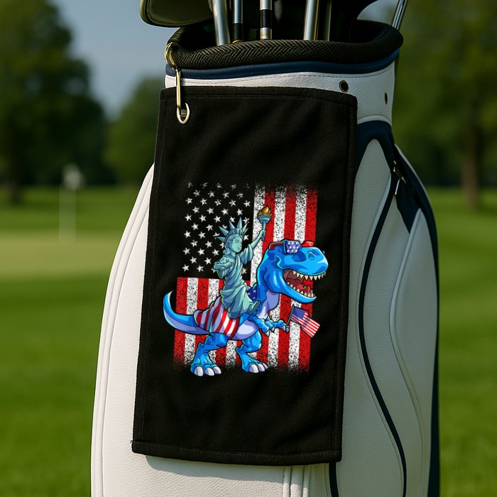 Dino Statue Of Liberty 4th Of July American Flag Patriotic 4th Of July Apparel B Golf Towel