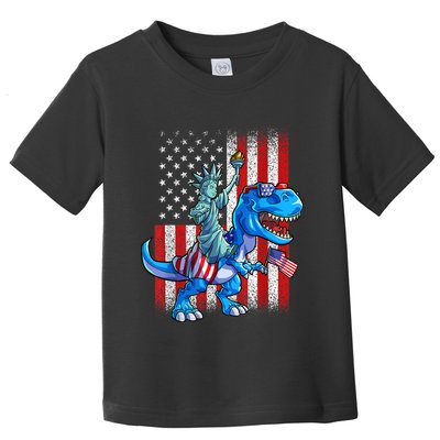 Dino Statue Of Liberty 4th Of July American Flag Patriotic 4th Of July Apparel B Toddler T-Shirt