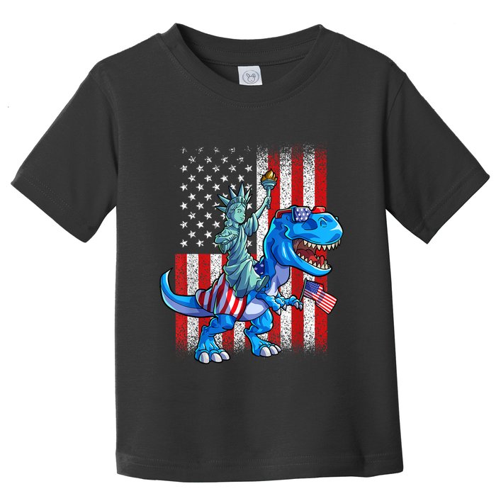 Dino Statue Of Liberty 4th Of July American Flag Patriotic 4th Of July Apparel B Toddler T-Shirt