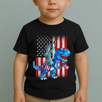 Dino Statue Of Liberty 4th Of July American Flag Patriotic 4th Of July Apparel B Toddler T-Shirt
