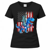 Dino Statue Of Liberty 4th Of July American Flag Patriotic 4th Of July Apparel B Women's T-Shirt