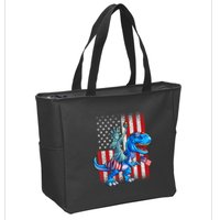 Dino Statue Of Liberty 4th Of July American Flag Patriotic 4th Of July Apparel B Zip Tote Bag