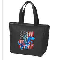 Dino Statue Of Liberty 4th Of July American Flag Patriotic 4th Of July Apparel B Zip Tote Bag