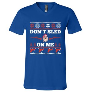 DonT Sled On Me Gun Owner Pun Santa Guns Ugly Christmas Gift V-Neck T-Shirt